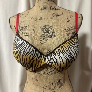 Animal Print Bra with Red Straps